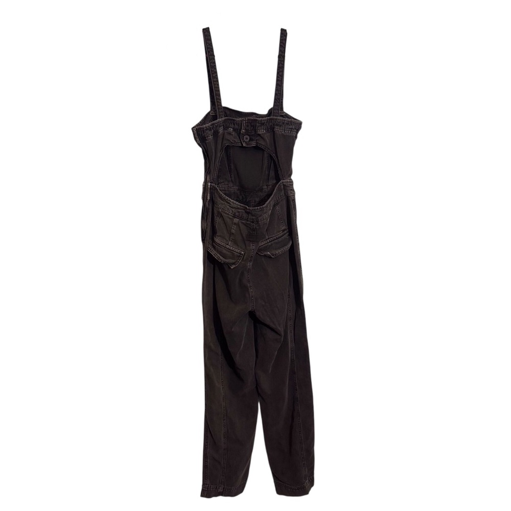 Free People X-Small Gray Black Go West Utility Jumpsuit Boho Belted Open Back - Picture 12 of 14